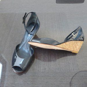 Angiolini Genuine Leather Patent Wedge Peep Toe